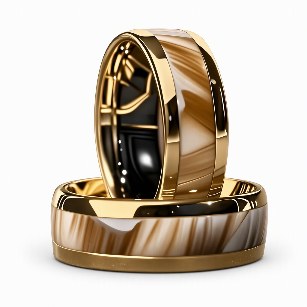 💍 50% OFF! ✨ Stainless Steel Enamel Stripe Band Ring – Tarnish-Free 316L Titanium Steel, Gleaming 18K Gold Mirror Electroplating, Contrasting Black Enamel Stripe Inlay & Ergonomic Comfort-Fit Interior – 7 Sizes 💎