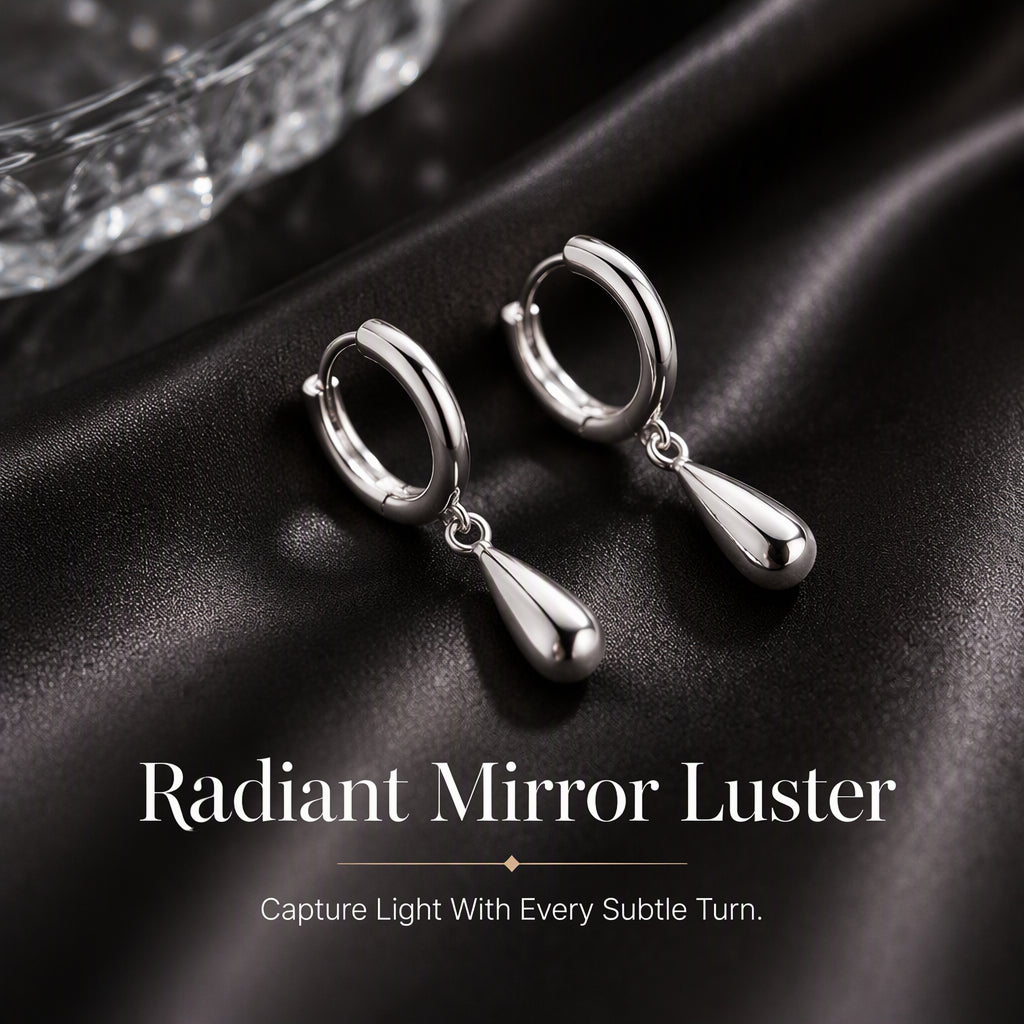 ✨💧Minimalist Water Drop Circle Hoop Earrings for Women Elegant Huggie Earrings 1 Pair