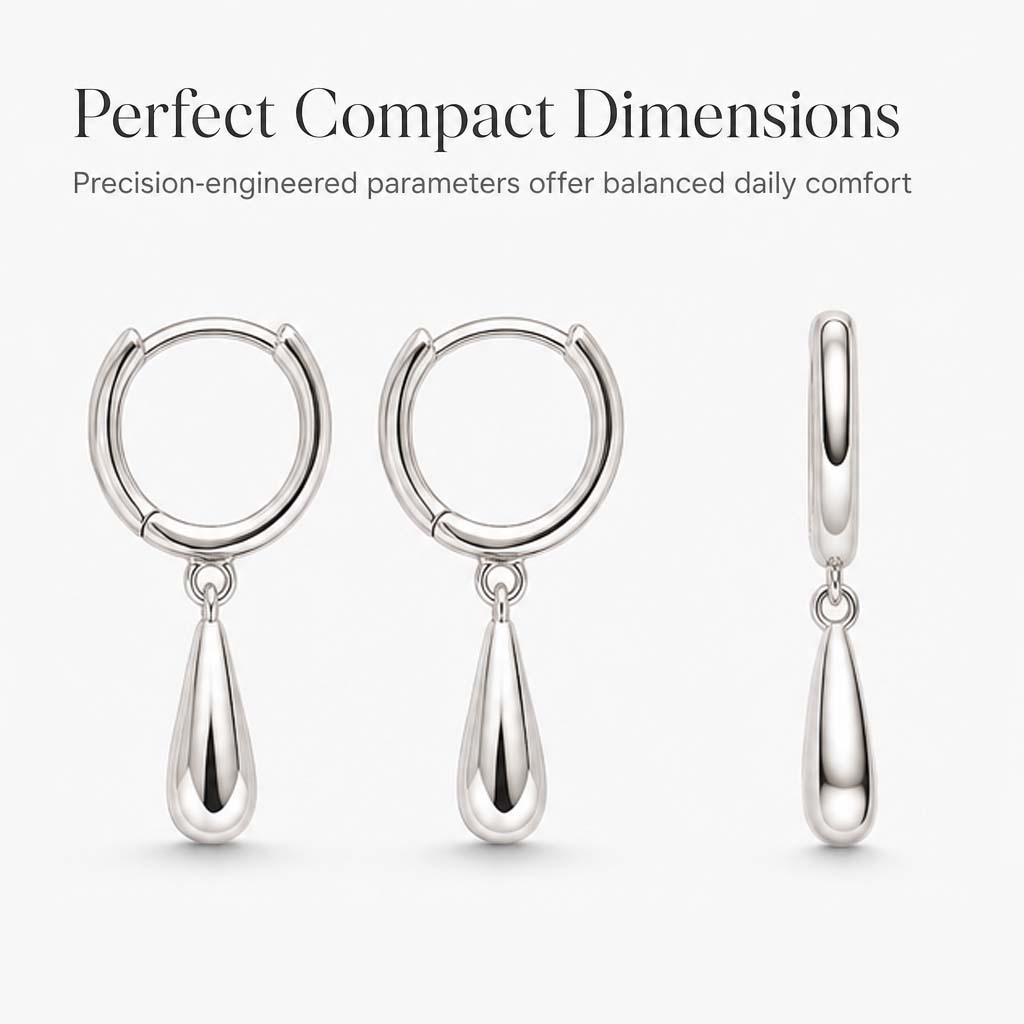 ✨💧Minimalist Water Drop Circle Hoop Earrings for Women Elegant Huggie Earrings 1 Pair