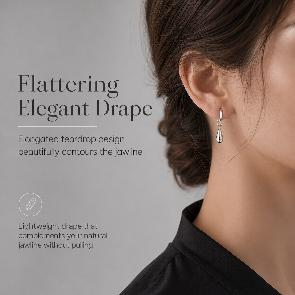 ✨💧Minimalist Water Drop Circle Hoop Earrings for Women Elegant Huggie Earrings 1 Pair