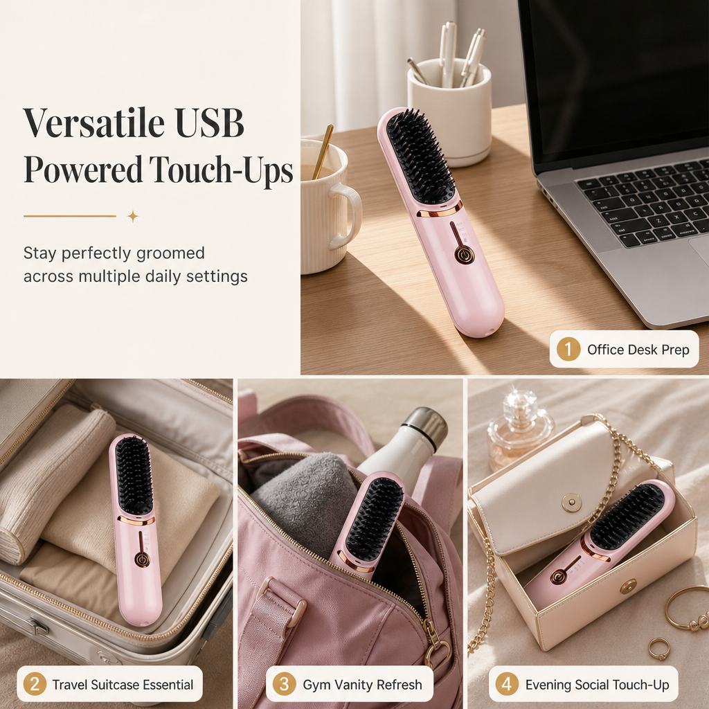 📢📢 50% OFF💇Portable 2-in-1 Cordless Hair Straightener & Curler Brush – USB Rechargeable for Smooth, Voluminous Styles