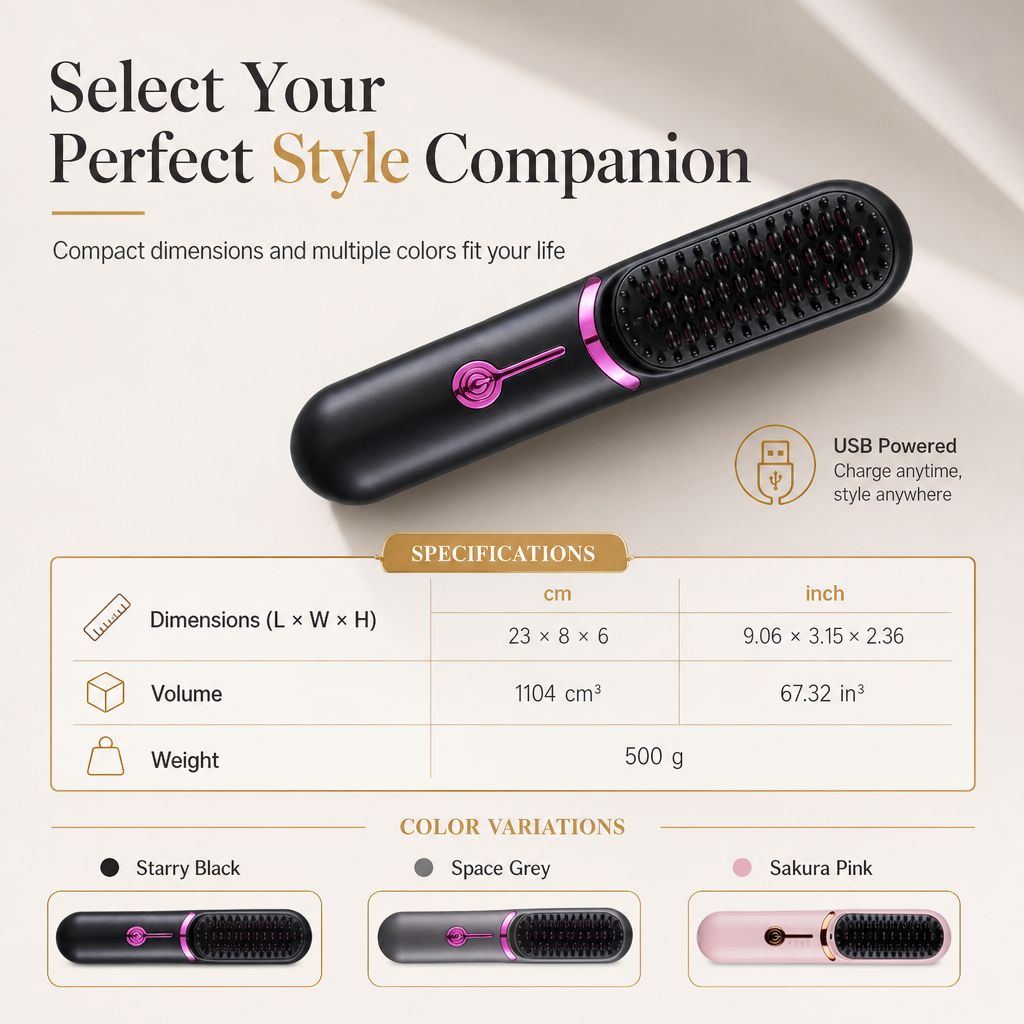 📢📢 50% OFF💇Portable 2-in-1 Cordless Hair Straightener & Curler Brush – USB Rechargeable for Smooth, Voluminous Styles