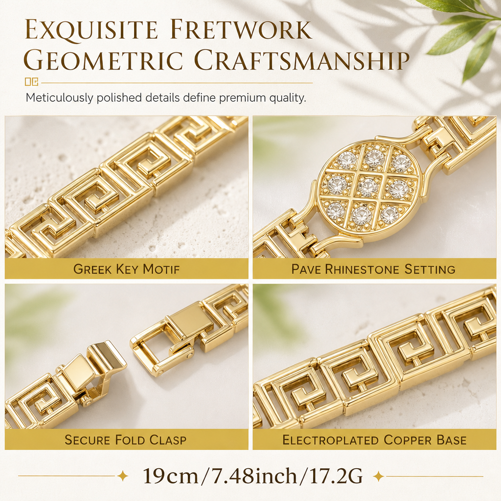 📢📢 50% OFF👗Retro Greek Key Rhinestone Jewelry for Women – Elegant Vintage-Inspired Statement Accessory