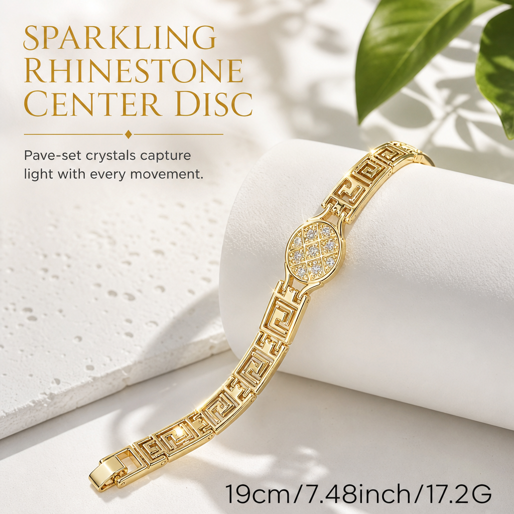 📢📢 50% OFF👗Retro Greek Key Rhinestone Jewelry for Women – Elegant Vintage-Inspired Statement Accessory