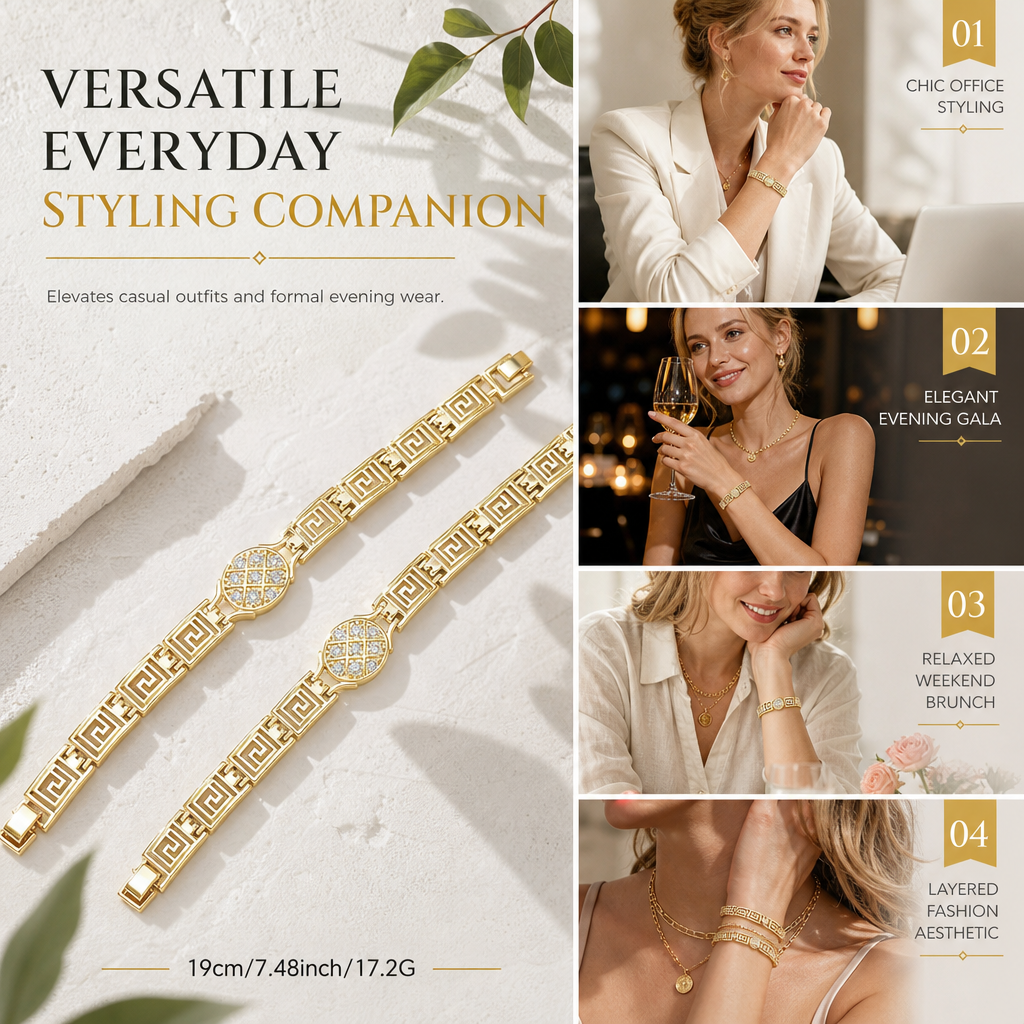 📢📢 50% OFF👗Retro Greek Key Rhinestone Jewelry for Women – Elegant Vintage-Inspired Statement Accessory
