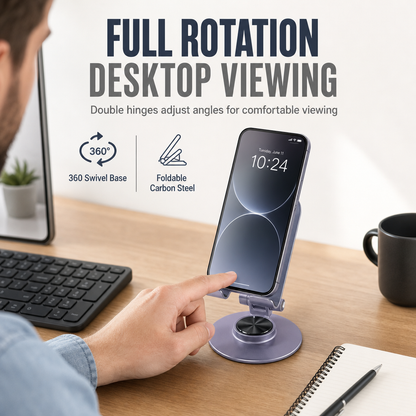 🔥50% OFF!!📢All Metal Desktop Phone and Tablet Stand 360 Degree Rotating Foldable Holder for Live Streaming