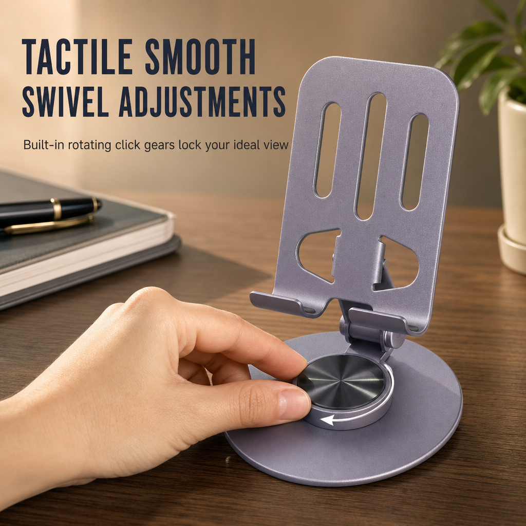 🔥50% OFF!!📢All Metal Desktop Phone and Tablet Stand 360 Degree Rotating Foldable Holder for Live Streaming