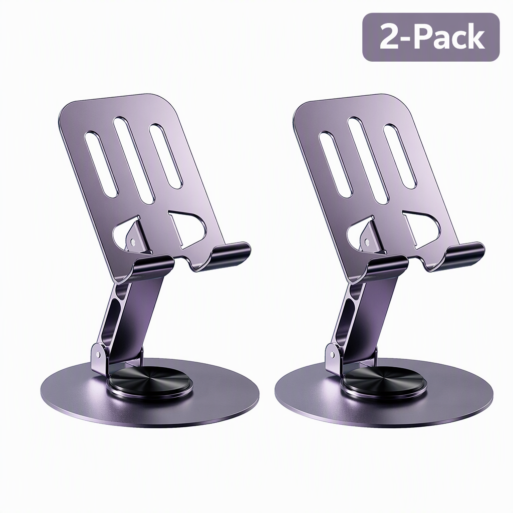 🔥50% OFF!!📢All Metal Desktop Phone and Tablet Stand 360 Degree Rotating Foldable Holder for Live Streaming