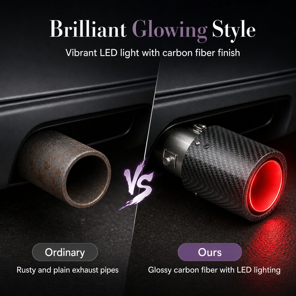📢📢 50% OFF🔥 LED Car Exhaust Tip – Stainless Steel Build & Bold Red or Blue Glow for Sporty Styling