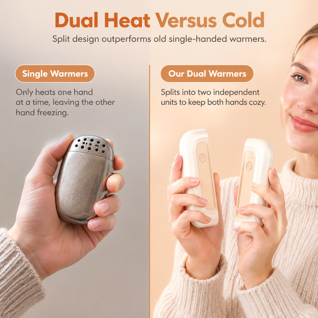 🔥50% OFF! ✨ 🧲Portable 2-in-1 Magnetic Split Hand Warmer Large Capacity Adjustable Temperature Pocket Warmer for Outdoor Use🔋