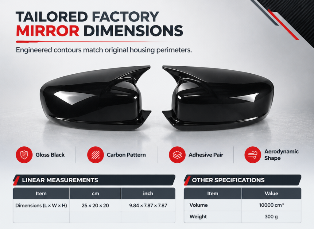 📢📢 50% OFF🔥Horn Style Rearview Mirror Cover Caps Decorative Side Wing Mirror Housing Shell Trim 1 Pair，Compatible With 4-Door American Muscle Sedan 2010+