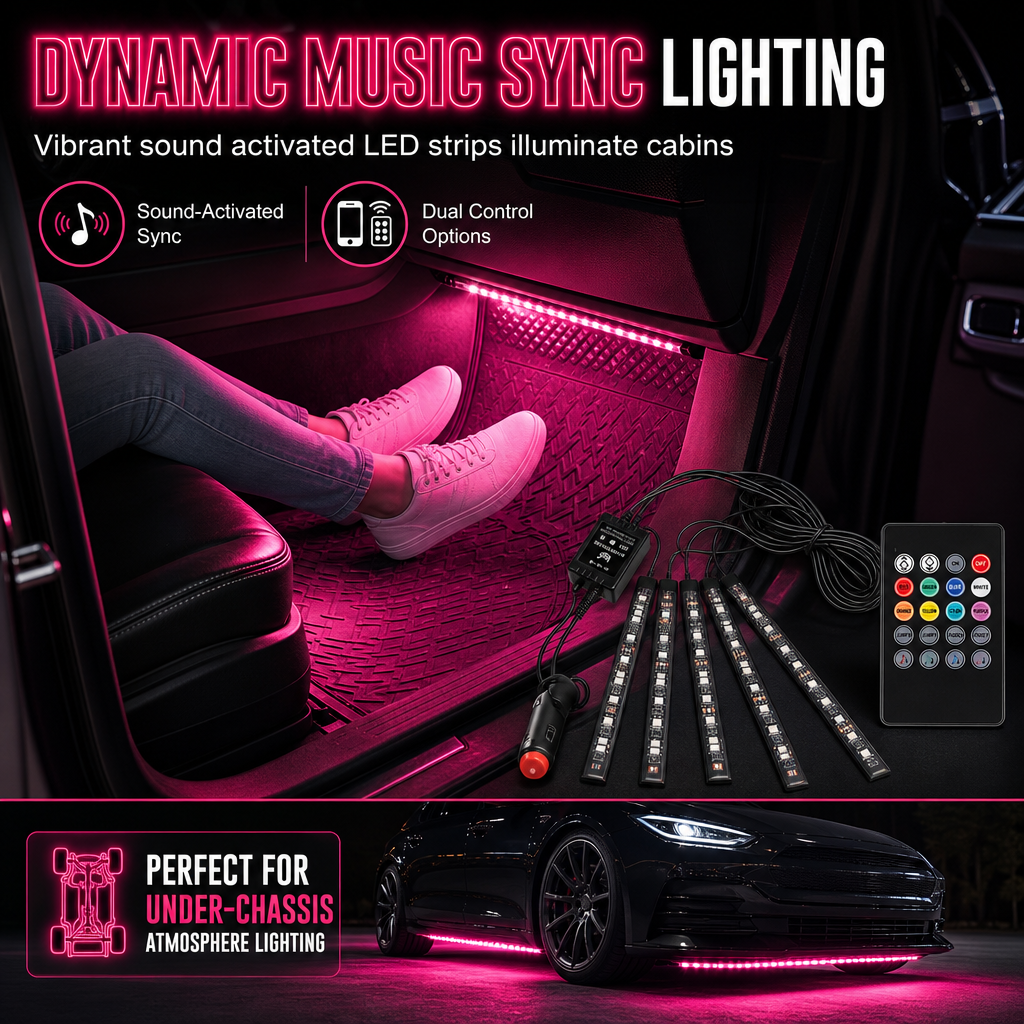 📢📢50% OFF !! ⏰Sound Activated 12 LED Car Interior Ambient Light RGB Multicolor Footwell Decorative Lamp