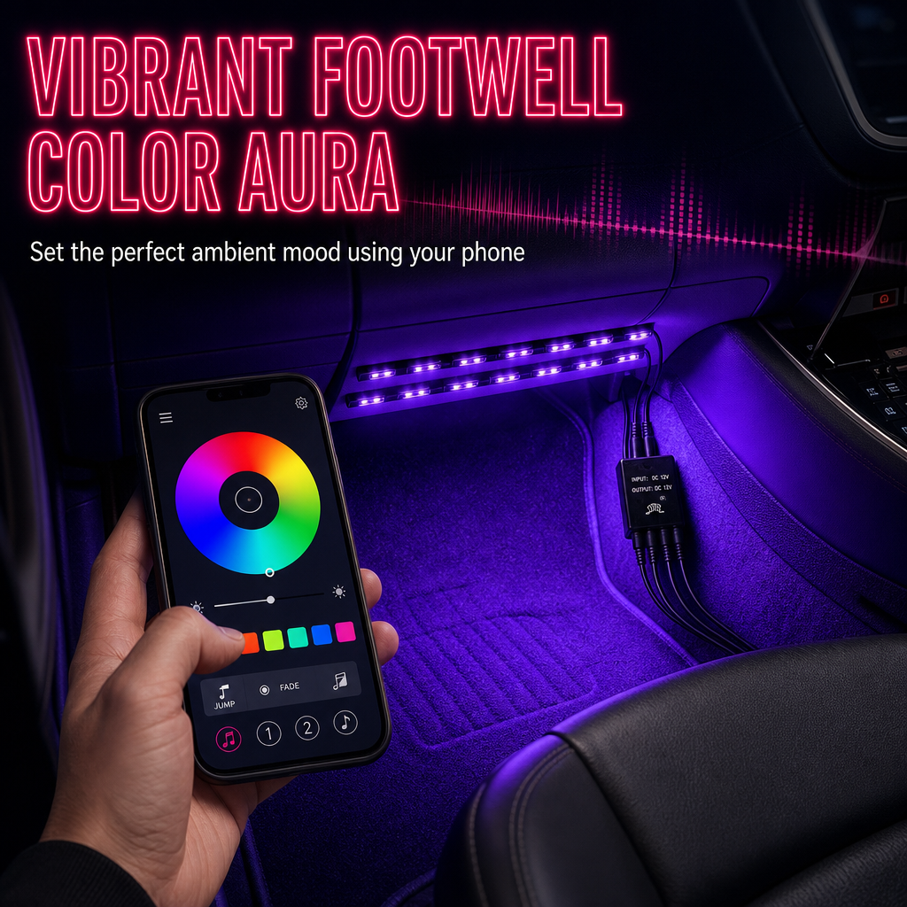📢📢50% OFF !! ⏰Sound Activated 12 LED Car Interior Ambient Light RGB Multicolor Footwell Decorative Lamp