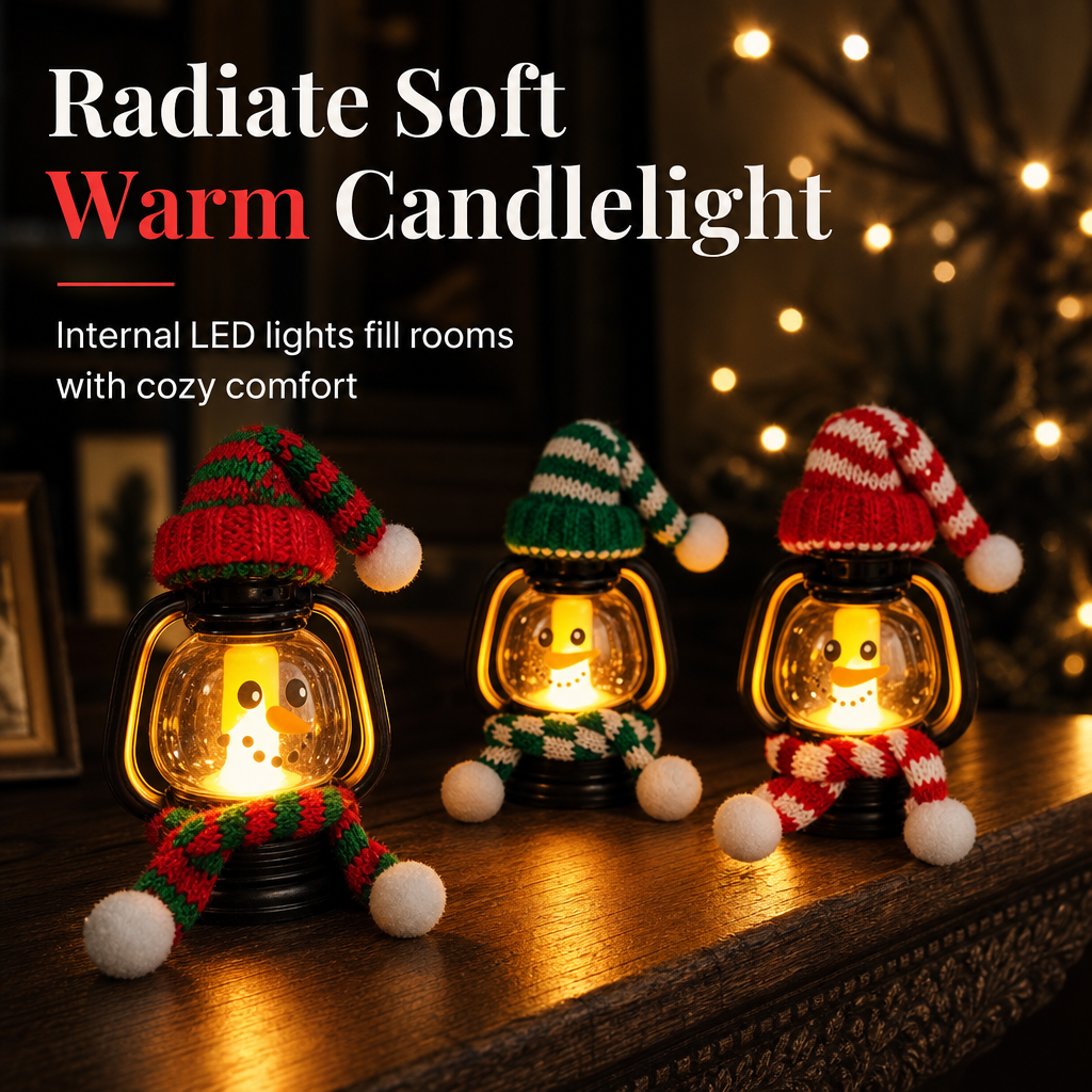 🏆Christmas Specials🎄Mini Christmas Snowman Lantern Portable Night Light with Hat and Scarf for