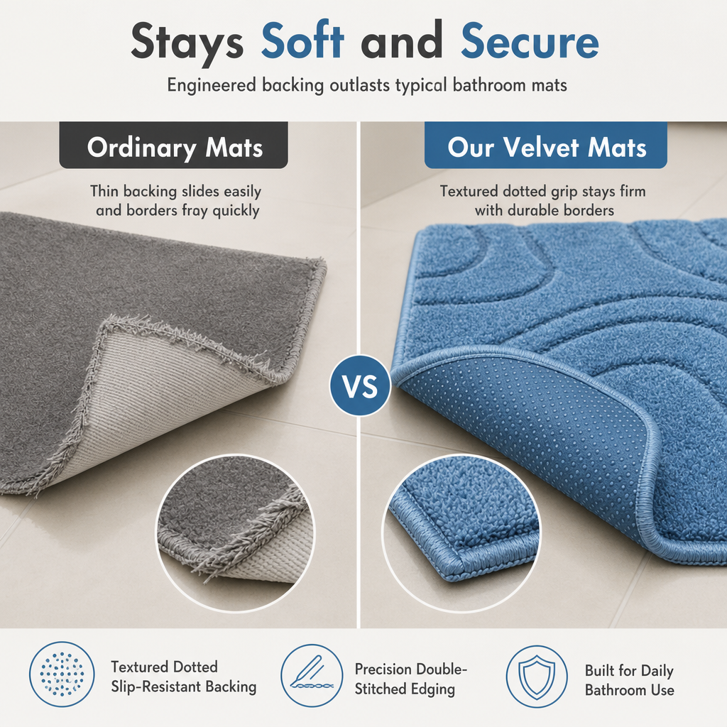 📢📢50% OFF!!⏰5 Piece Crystal Velvet Bathroom Rug Set Non Slip Water Absorbent Easy to Clean Toilet Floor Mats