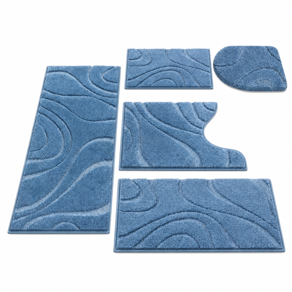 📢📢50% OFF!!⏰5 Piece Crystal Velvet Bathroom Rug Set Non Slip Water Absorbent Easy to Clean Toilet Floor Mats