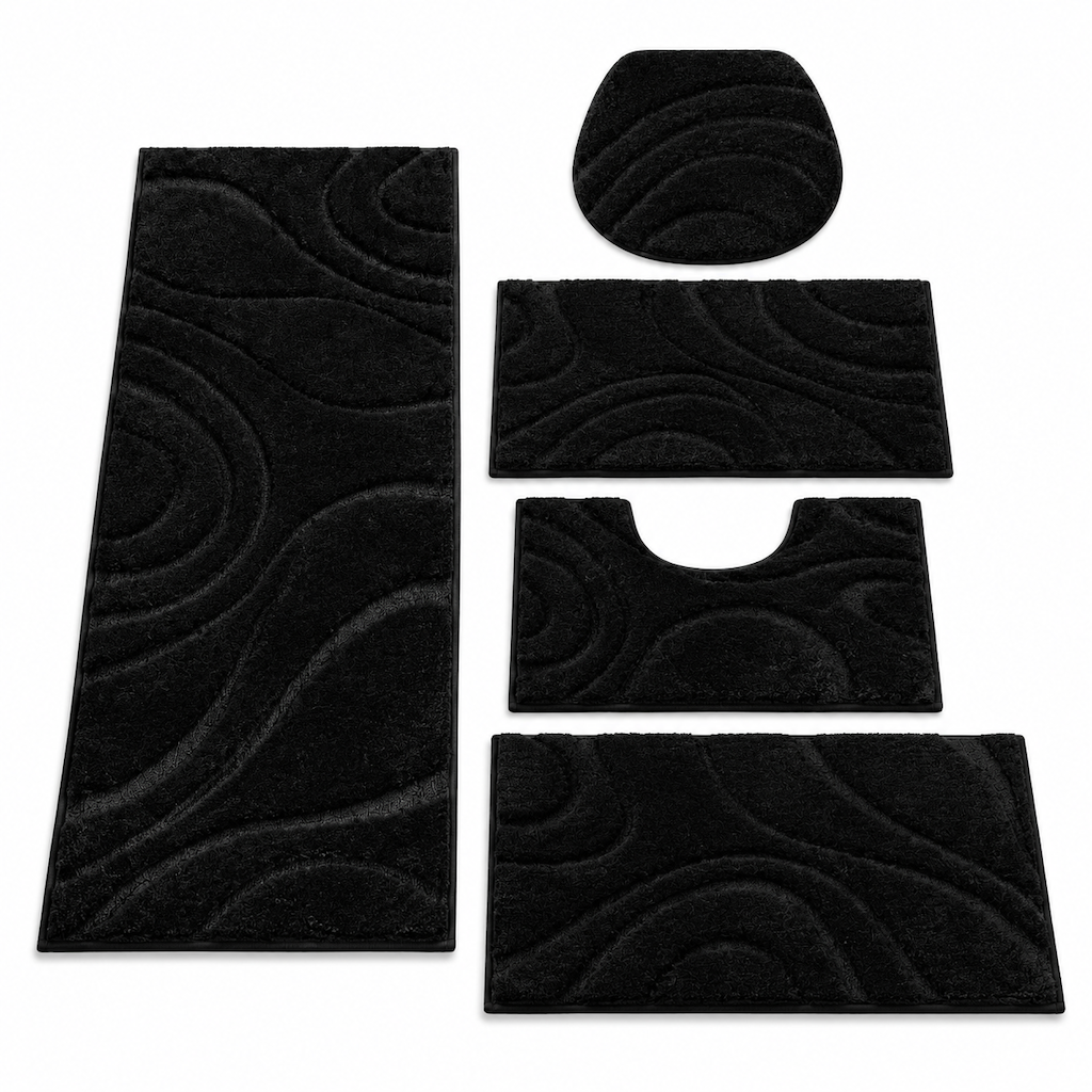 📢📢50% OFF!!⏰5 Piece Crystal Velvet Bathroom Rug Set Non Slip Water Absorbent Easy to Clean Toilet Floor Mats