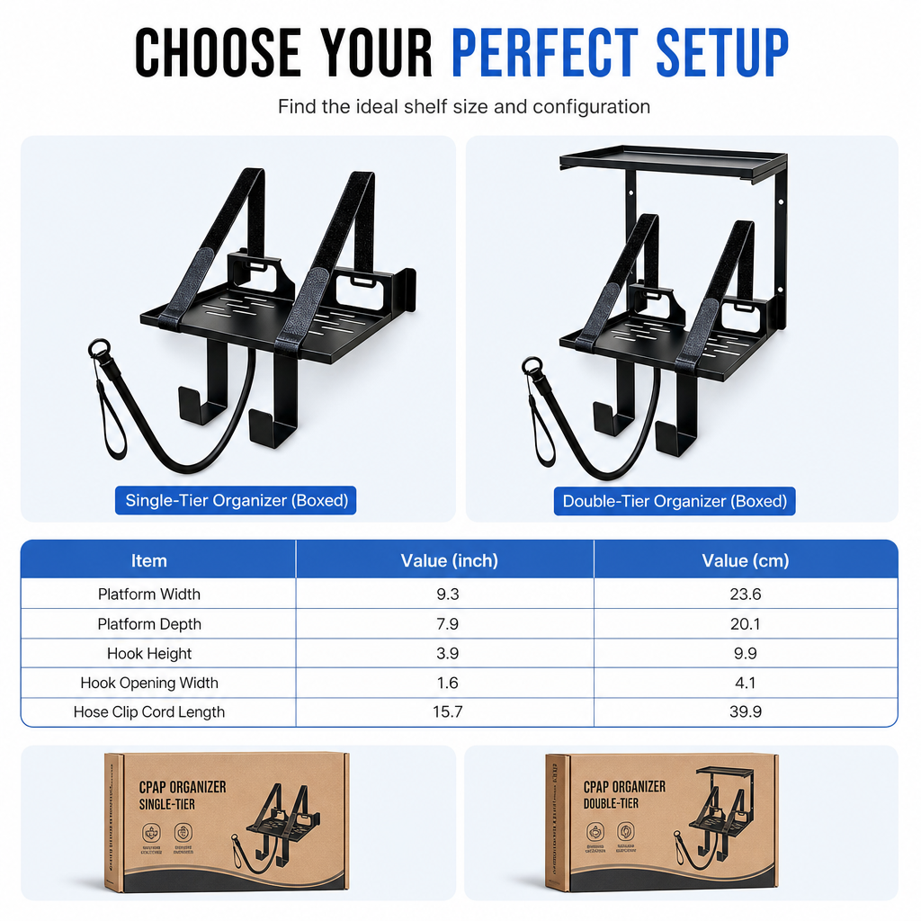 ⏳🔥LIMITED-TIME 50% OFF! ⏰Wall-Mount CPAP Organizer with Hose Elevator Hook | Wrought-Iron Single Two-Tier Bracket, Pre-Drilled🛏️💤
