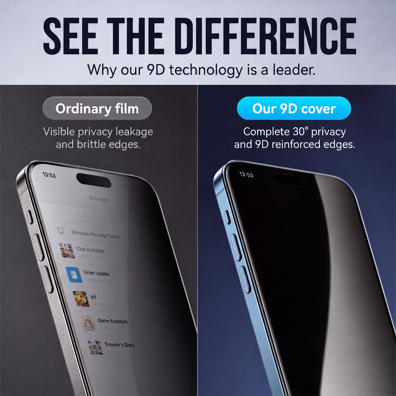 🛡️50% OFF NOW! Privacy Screen Protector for iPhone, 9H Tempered Glass, 30° Anti-Spy, 9D Full Coverage, Auto Dust Removal, Bubble-Free Install