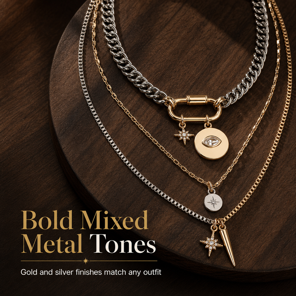 📢📢 50% OFF💛Women's Multilayer Eye Pendant Necklace – Bold Layered Statement Jewelry