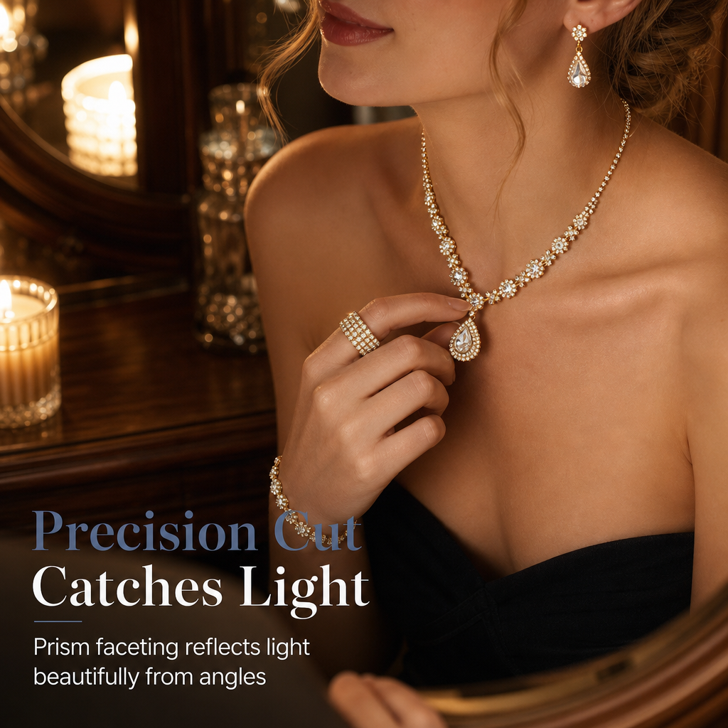 💎 Teardrop Crystal Jewelry Set – Radiant, Skin-Safe & Effortless ✨