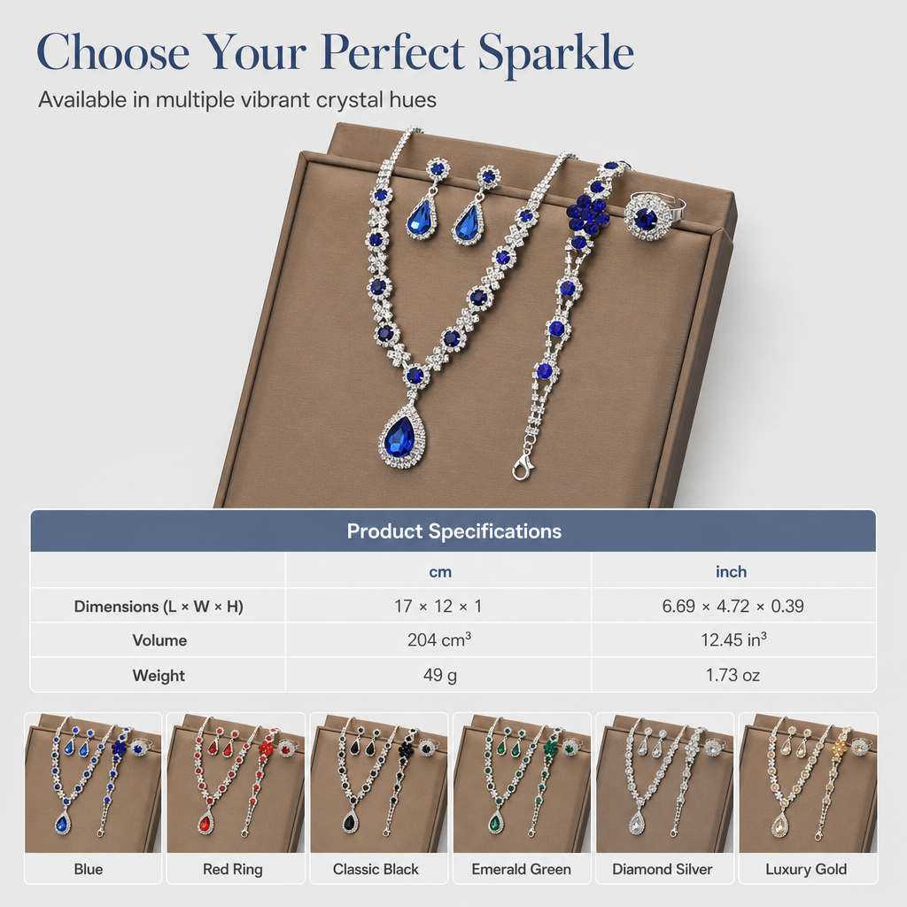 💎 Teardrop Crystal Jewelry Set – Radiant, Skin-Safe & Effortless ✨