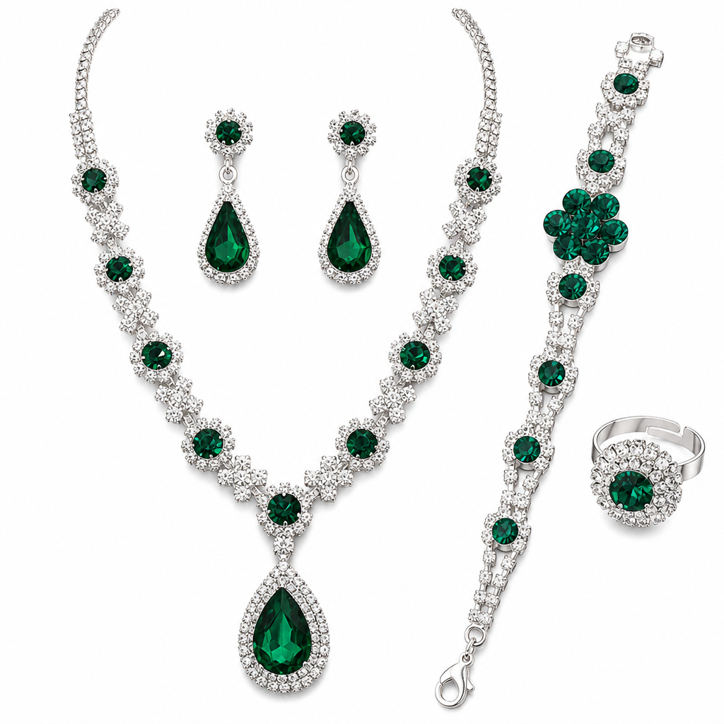 💎 Teardrop Crystal Jewelry Set – Radiant, Skin-Safe & Effortless ✨