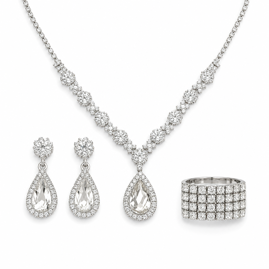 💎 Teardrop Crystal Jewelry Set – Radiant, Skin-Safe & Effortless ✨