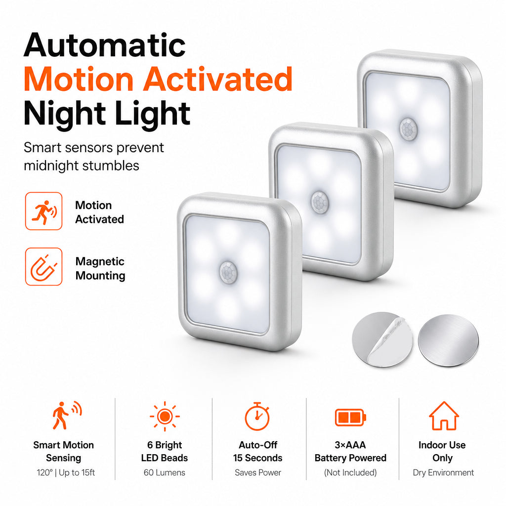 💡 Smart Motion Sensor Night Light – Hands-Free, Soft & Magnetic 🌙