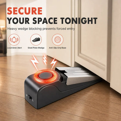 ⏳🔥LIMITED-TIME 50% OFF! ⏰Portable door stop alarm with siren, travel safety door blocker for hotel & home🚪🛡️