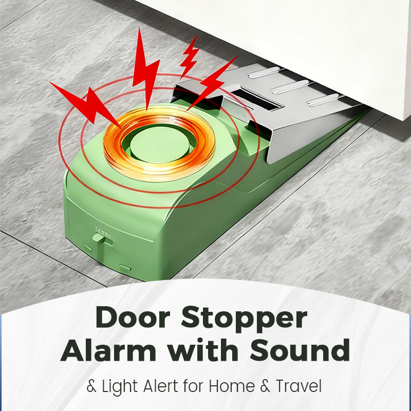 ⏳🔥LIMITED-TIME 50% OFF! ⏰Portable door stop alarm with siren, travel safety door blocker for hotel & home🚪🛡️