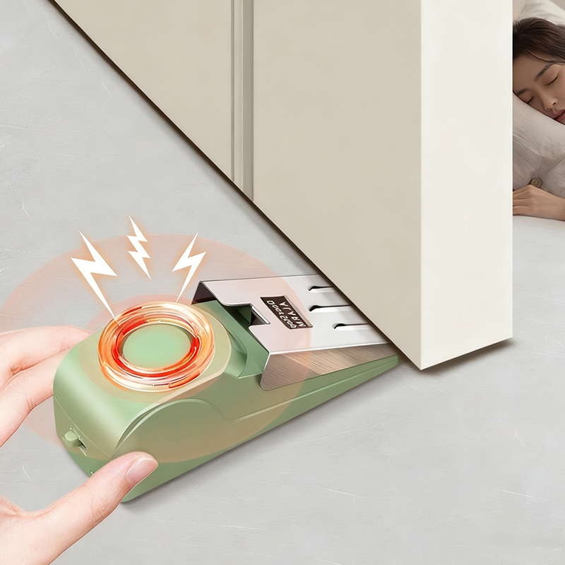 ⏳🔥LIMITED-TIME 50% OFF! ⏰Portable door stop alarm with siren, travel safety door blocker for hotel & home🚪🛡️