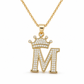 📢📢50% OFF !! ⏰Fashion 14K Gold Plated Rhinestone Crown Initial Letter