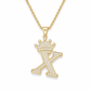 📢📢50% OFF !! ⏰Fashion 14K Gold Plated Rhinestone Crown Initial Letter