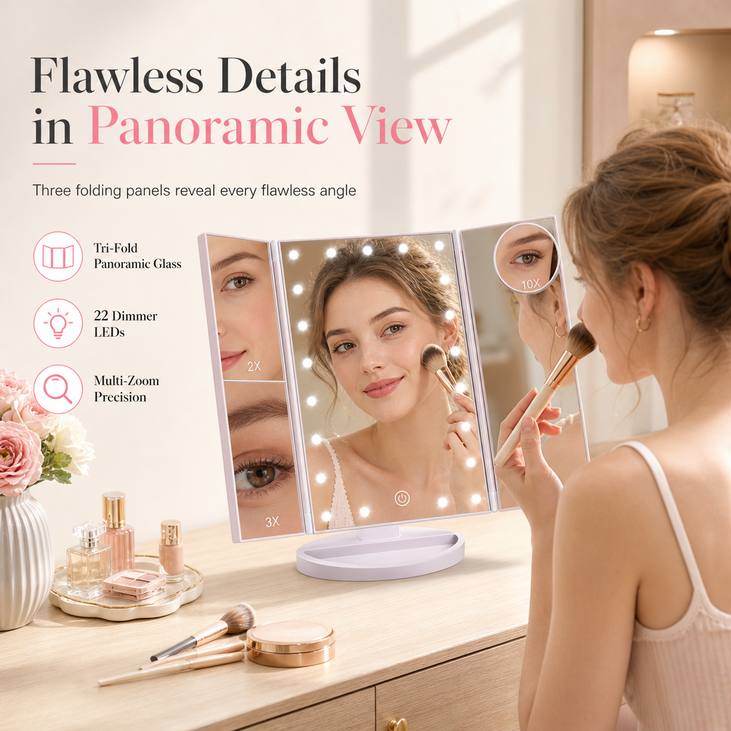 📢📢50% OFF !! ⏰Tri-Fold LED Vanity Mirror