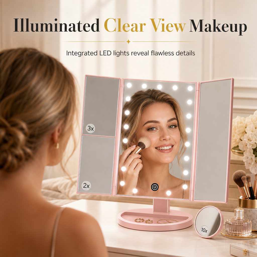 📢📢50% OFF !! ⏰Tri-Fold LED Vanity Mirror