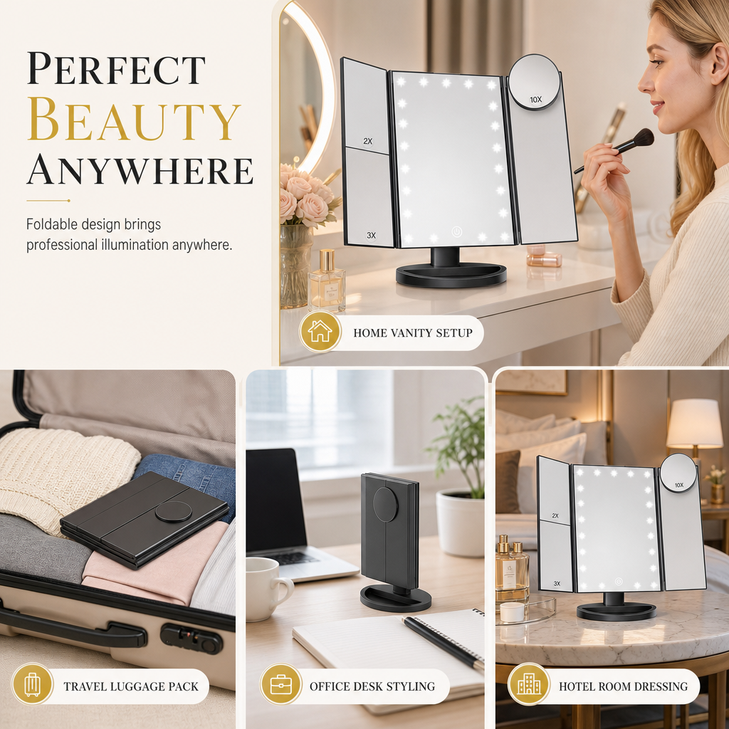 📢📢50% OFF !! ⏰Tri-Fold LED Vanity Mirror