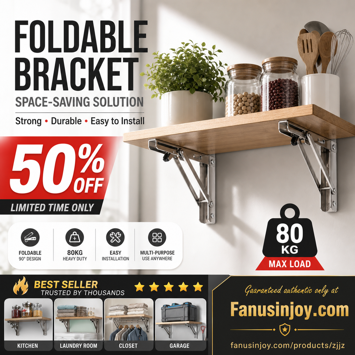 🥳2026 HOT SALE🥳💞50K+ SOLD!💥🛋️📚 Fold in a Second, Declutter Instantly! Multi-use Bracket for a Tidy Kitchen/Study 50% OFF🧱✨