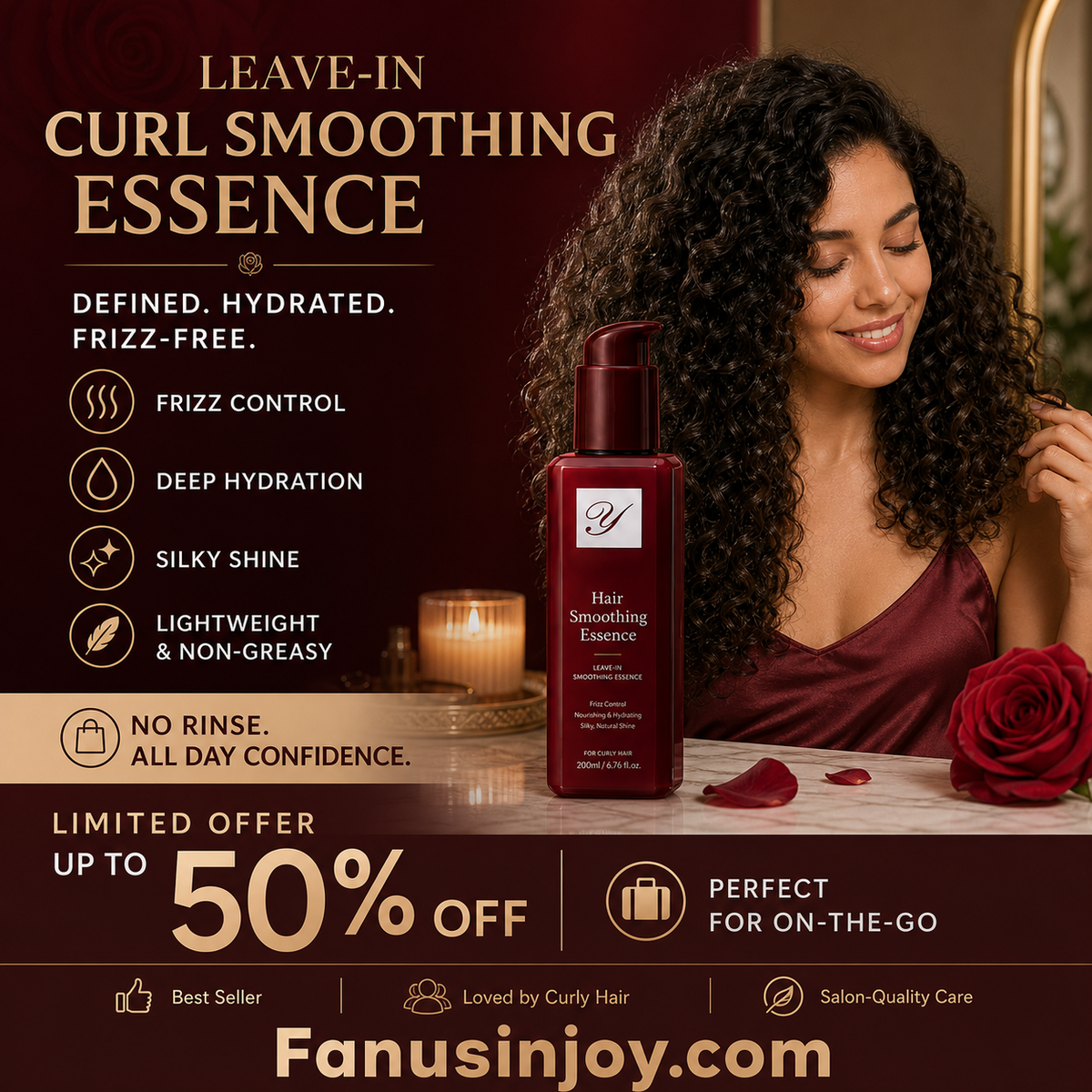 🌸 50% OFF NOW! 🌸Nourishing Leave-In Conditioner for Frizzy Hair – Get Sleek, Styled Hair Effortlessly, No Fuss, No Flyaways ✨