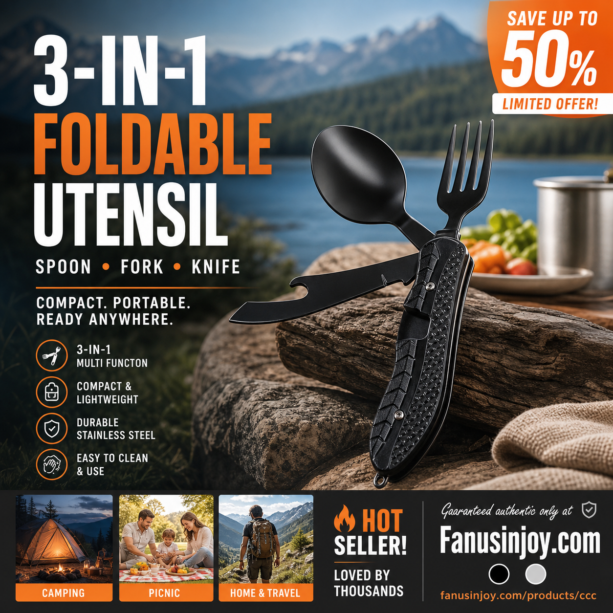 🎉50% Off！🍴4-In-1 Outdoor Folding Multifunctional Tableware